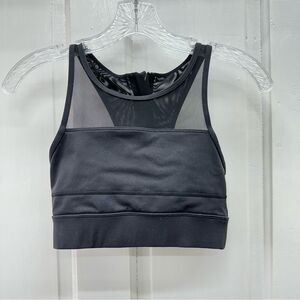 Zyia black mesh sports‎ bra women's extra small zip up back one more rep